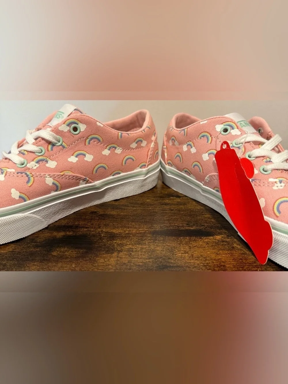 Vans Girls Pink Rainbow Doheny Low Top Sneakers NWT Size 3